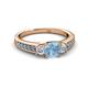 2 - Valene Aquamarine and Diamond Three Stone with Side Aquamarine Ring 