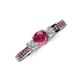3 - Valene Pink Tourmaline and Diamond Three Stone with Side Pink Tourmaline Ring 