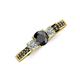 3 - Valene Black and White Diamond Three Stone with Side Black Diamond Ring 