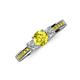 3 - Valene Yellow and White Diamond Three Stone with Side Yellow Diamond Ring 