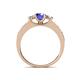 4 - Valene Tanzanite and Diamond Three Stone with Side Tanzanite Ring 