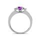 4 - Valene Amethyst and Diamond Three Stone with Side Amethyst Ring 