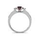 4 - Valene Red Garnet and Diamond Three Stone with Side Red Garnet Ring 