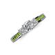 3 - Valene Diamond Three Stone with Side Peridot Ring 