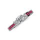 3 - Valene Diamond Three Stone with Side Ruby Ring 