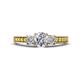 1 - Valene Diamond Three Stone with Side Yellow Diamond Ring 