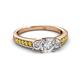 2 - Valene Diamond Three Stone with Side Yellow Diamond Ring 
