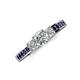 3 - Valene Diamond Three Stone with Side Blue Sapphire Ring 