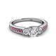 2 - Valene Diamond Three Stone with Side Pink Sapphire Ring 