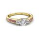 2 - Valene Diamond Three Stone with Side Pink Sapphire Ring 