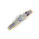 3 - Valene Diamond Three Stone with Side Tanzanite Ring 