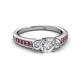 2 - Valene Diamond Three Stone with Side Pink Tourmaline Ring 