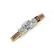 3 - Valene Diamond Three Stone with Side Pink Tourmaline Ring 