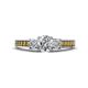1 - Valene Diamond Three Stone with Side Citrine Ring 