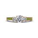 1 - Valene Diamond Three Stone with Side Peridot Ring 