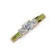 3 - Valene Diamond Three Stone with Side Peridot Ring 