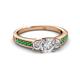 2 - Valene Diamond Three Stone with Side Emerald Ring 
