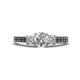 1 - Valene Diamond Three Stone with Side Black Diamond Ring 