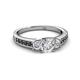 2 - Valene Diamond Three Stone with Side Black Diamond Ring 