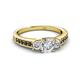 2 - Valene Diamond Three Stone with Side Black Diamond Ring 