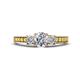 1 - Valene Diamond Three Stone with Side Yellow Sapphire Ring 