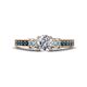 1 - Valene Diamond Three Stone with Side Blue Diamond Ring 