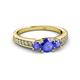 2 - Valene Tanzanite Three Stone with Side Diamond Ring 