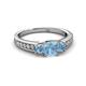 2 - Valene Aquamarine Three Stone with Side Diamond Ring 