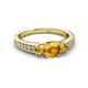 2 - Valene Citrine Three Stone with Side Diamond Ring 