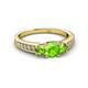 2 - Valene Peridot Three Stone with Side Diamond Ring 