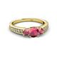 2 - Valene Rhodolite Garnet Three Stone with Side Diamond Ring 