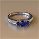 2 - Valene Blue Sapphire Three Stone with Side Diamond Ring 