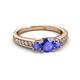 2 - Valene Tanzanite Three Stone with Side Diamond Ring 