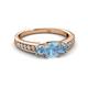 2 - Valene Aquamarine Three Stone with Side Diamond Ring 