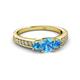 2 - Valene Blue Topaz Three Stone with Side Diamond Ring 