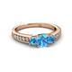 2 - Valene Blue Topaz Three Stone with Side Diamond Ring 