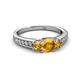 2 - Valene Citrine Three Stone with Side Diamond Ring 
