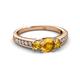 2 - Valene Citrine Three Stone with Side Diamond Ring 