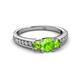 2 - Valene Peridot Three Stone with Side Diamond Ring 