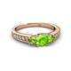 2 - Valene Peridot Three Stone with Side Diamond Ring 