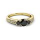 2 - Valene Black Diamond Three Stone with Side White Diamond Ring 