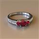 2 - Valene Ruby Three Stone with Side Diamond Ring 