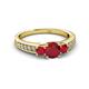 2 - Valene Ruby Three Stone with Side Diamond Ring 
