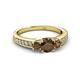 2 - Valene Smoky Quartz Three Stone with Side Diamond Ring 