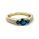2 - Valene Blue Diamond Three Stone with Side White Diamond Ring 