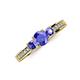 3 - Valene Tanzanite Three Stone with Side Diamond Ring 