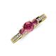 3 - Valene Pink Tourmaline Three Stone with Side Diamond Ring 