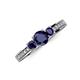 3 - Valene Blue Sapphire Three Stone with Side Diamond Ring 