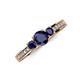 3 - Valene Blue Sapphire Three Stone with Side Diamond Ring 