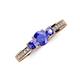 3 - Valene Tanzanite Three Stone with Side Diamond Ring 
